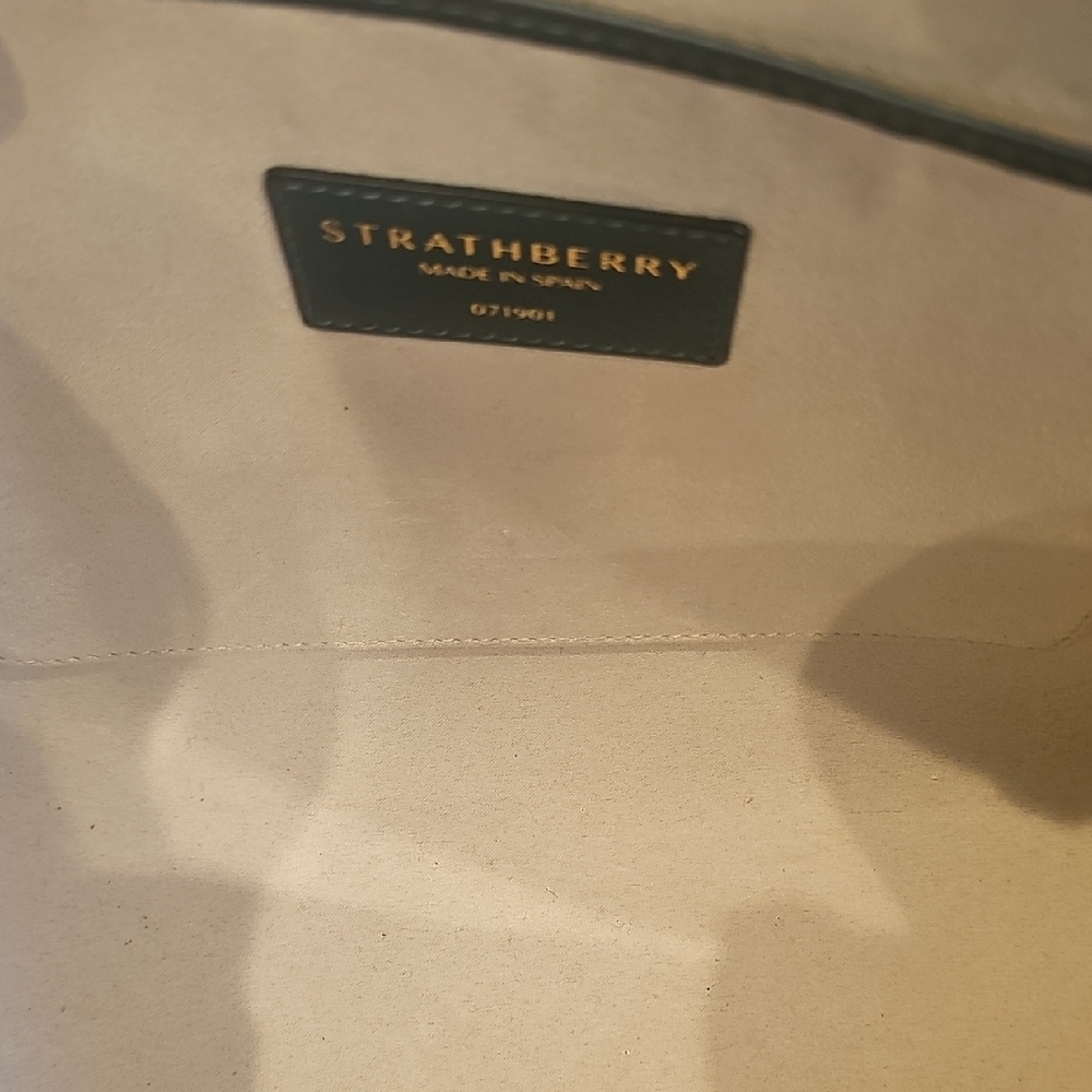 Strathberry Midi Dark Green Leather Tote - Picture 10 of 12